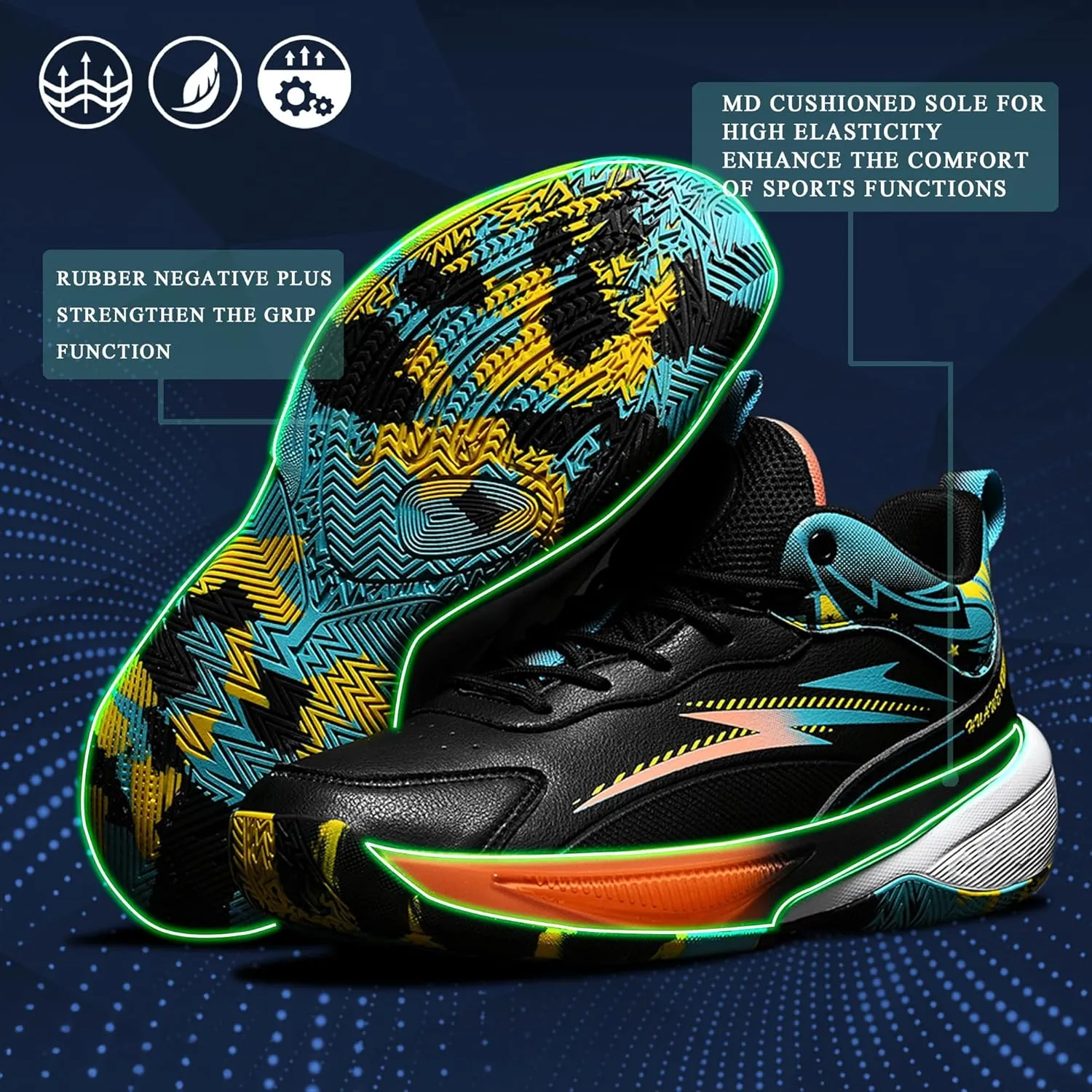 CJSPORX Men's Basketball Shoes Breathable Non-Slip Sneakers Fashionable Sports