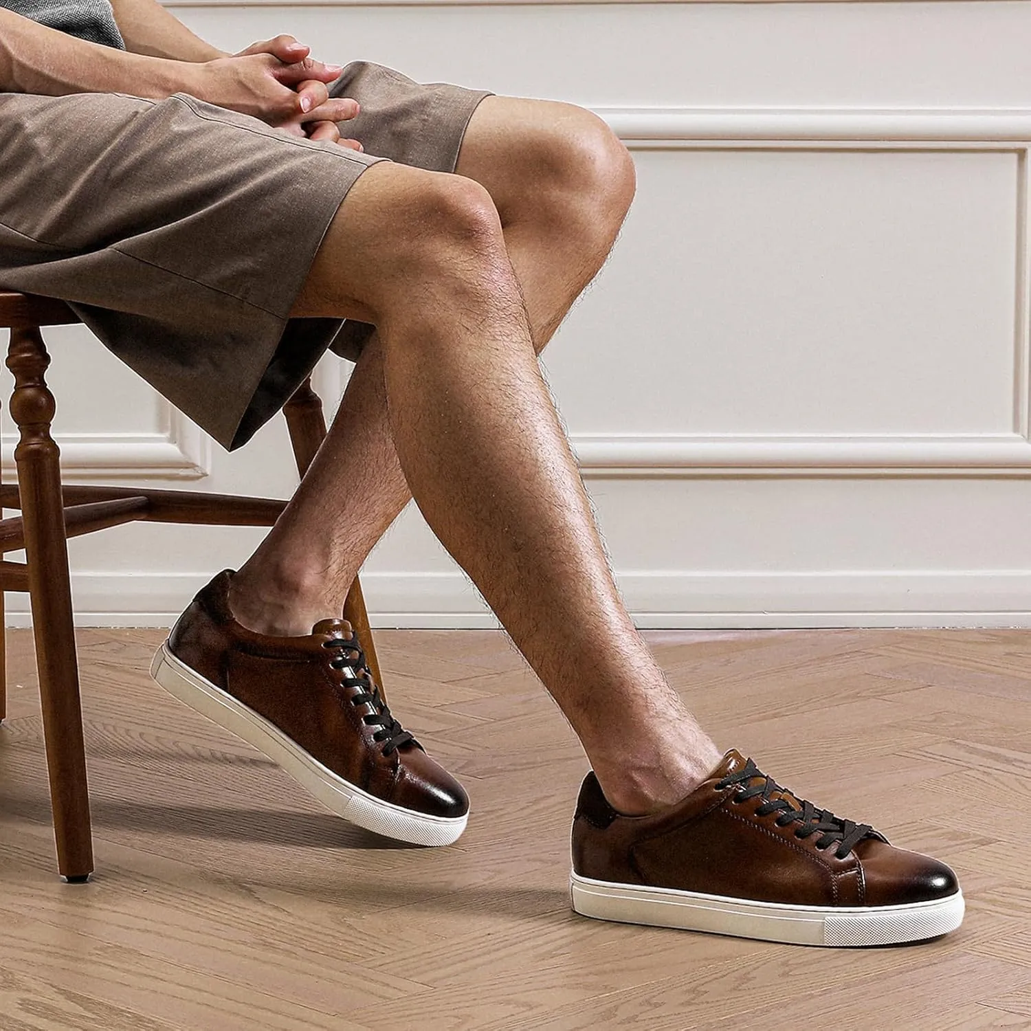 Classic Sneakers Leather Casual Dress Sneakers Breathable Lace-up Oxford Fashion Sneaker for Men