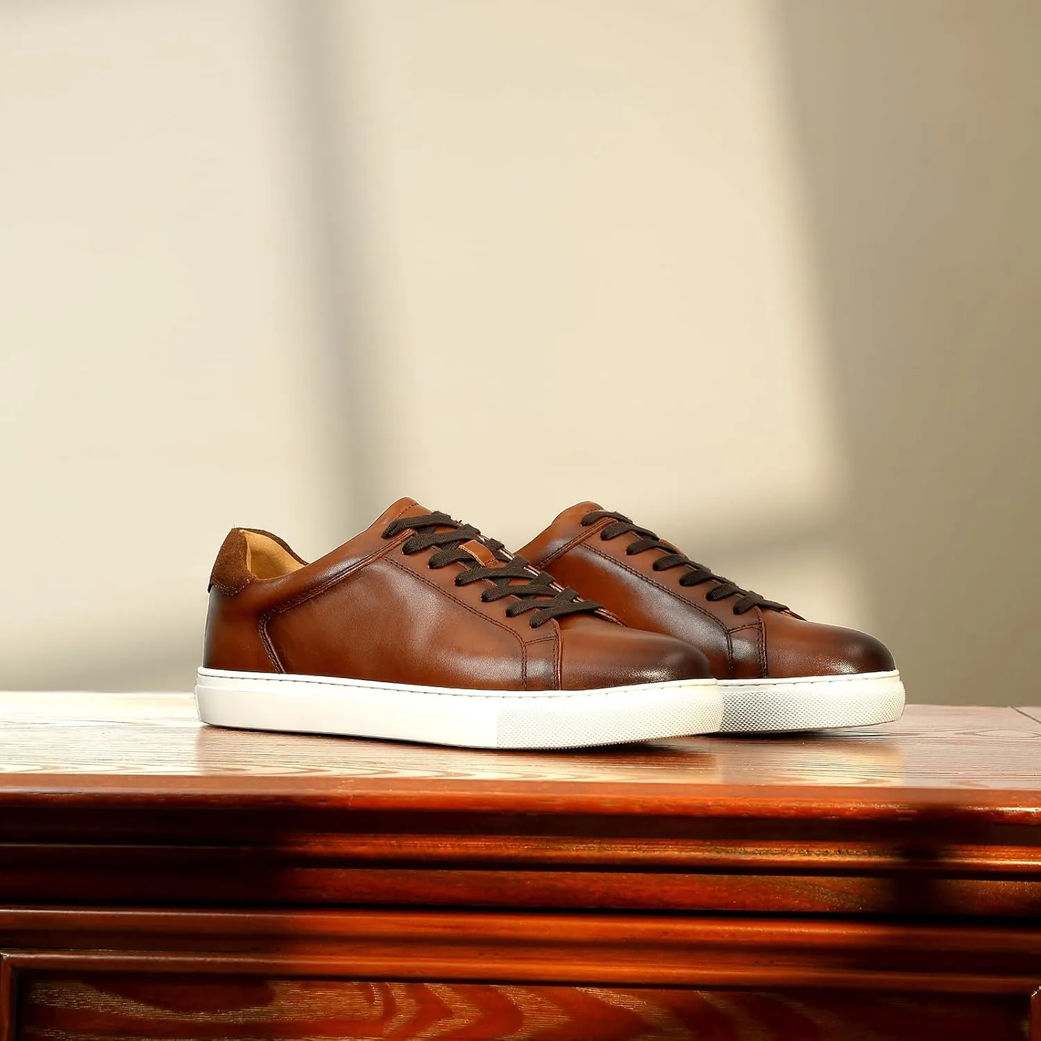 Classic Sneakers Leather Casual Dress Sneakers Breathable Lace-up Oxford Fashion Sneaker for Men