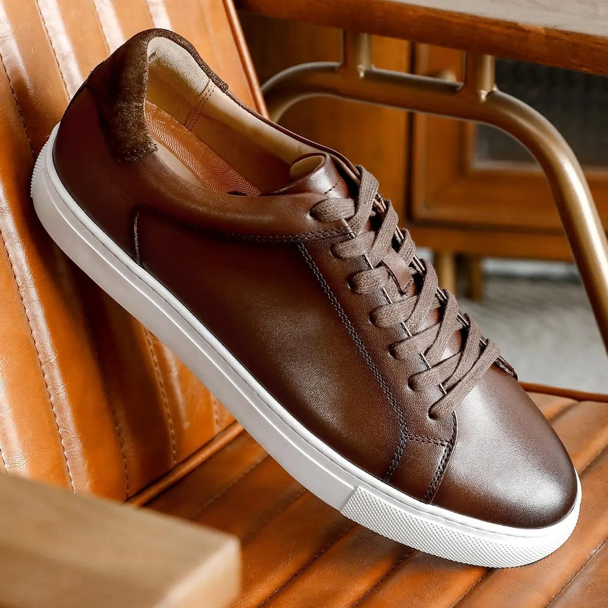 Classic Sneakers Leather Casual Dress Sneakers Breathable Lace-up Oxford Fashion Sneaker for Men