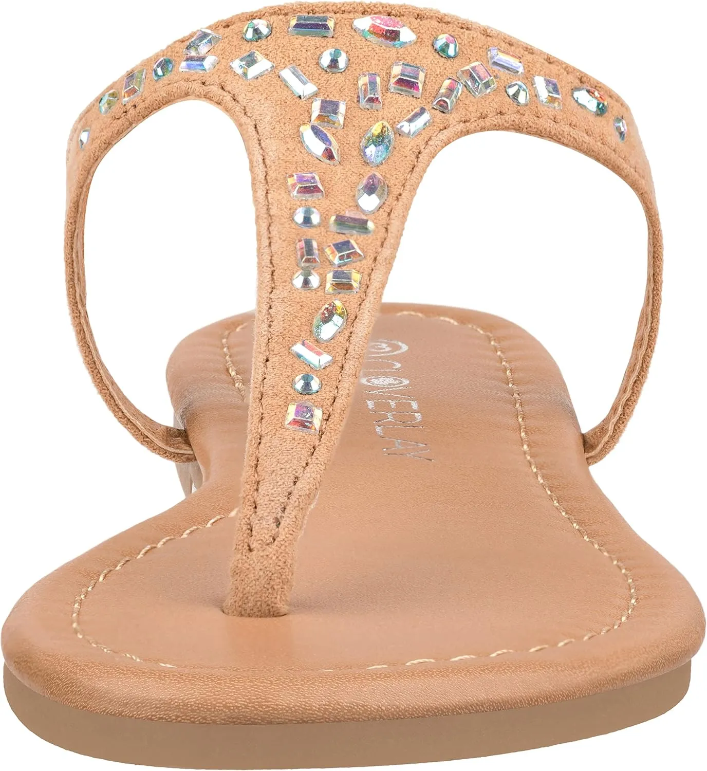 CLOVERLAY Girls Sandals Kids Gladiator Strappy Rhinestone Glitter Flat Sandals