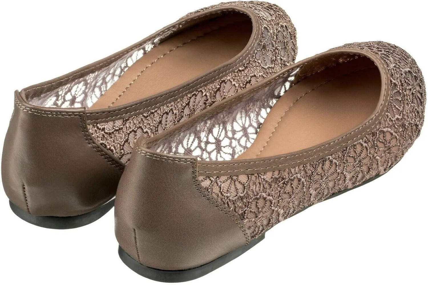 CLOVERLAY Women's Ballet Shoe Floral Breathable Crochet Lace Ballet Flats