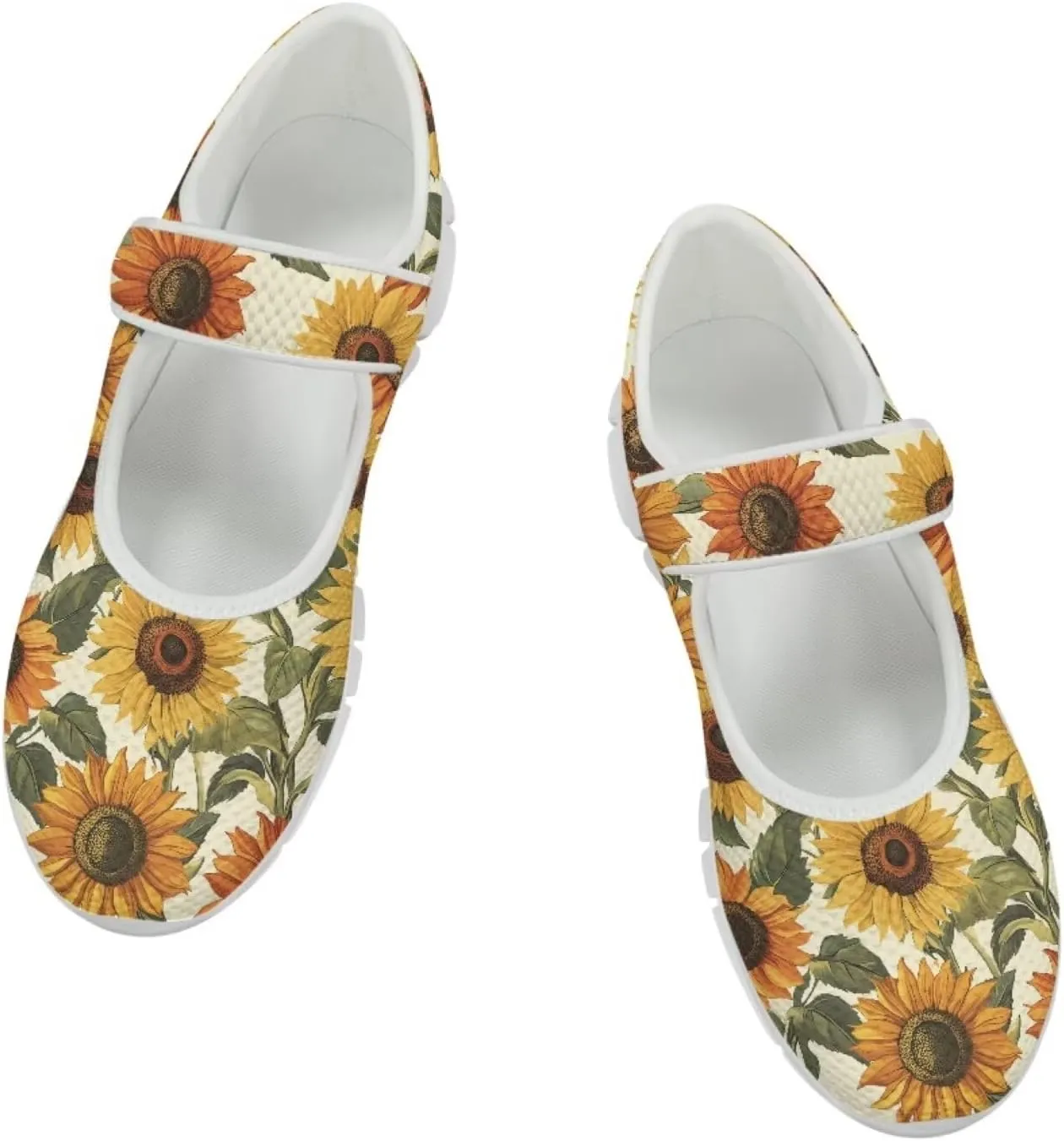 Coloranimal Mary Jane Flats Shoes for Women Casual Mary Jane Shoes Slip On Shoes Buckle Strap Round Toe Women's Flats Uniform Shoes Outdoor