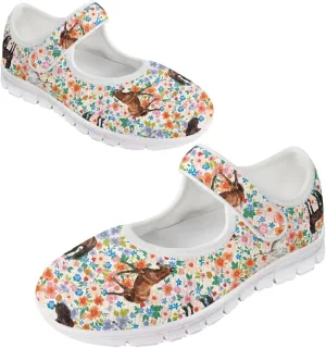 Coloranimal Shoes for Women Dressy Casual Mary Jane Shoes Womens Flats Lightweight Buckle Strap Slip On Shoes Womens Casual Shoes White Sole