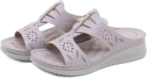 Comfy Fit Orthopedic Sandals for Women Summer Hollow Open Toe Slip On Casual Wedges Arch Support Walking Sandals Beach Shoes