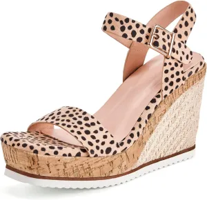 Coutgo Women's Wedge Platform Espadrille Sandals One Strap Open Toe Ankle Buckle Strap Casual Summer Shoes