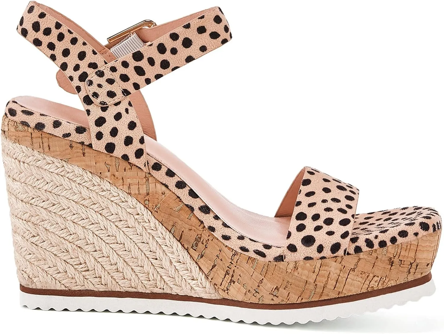 Coutgo Women's Wedge Platform Espadrille Sandals One Strap Open Toe Ankle Buckle Strap Casual Summer Shoes