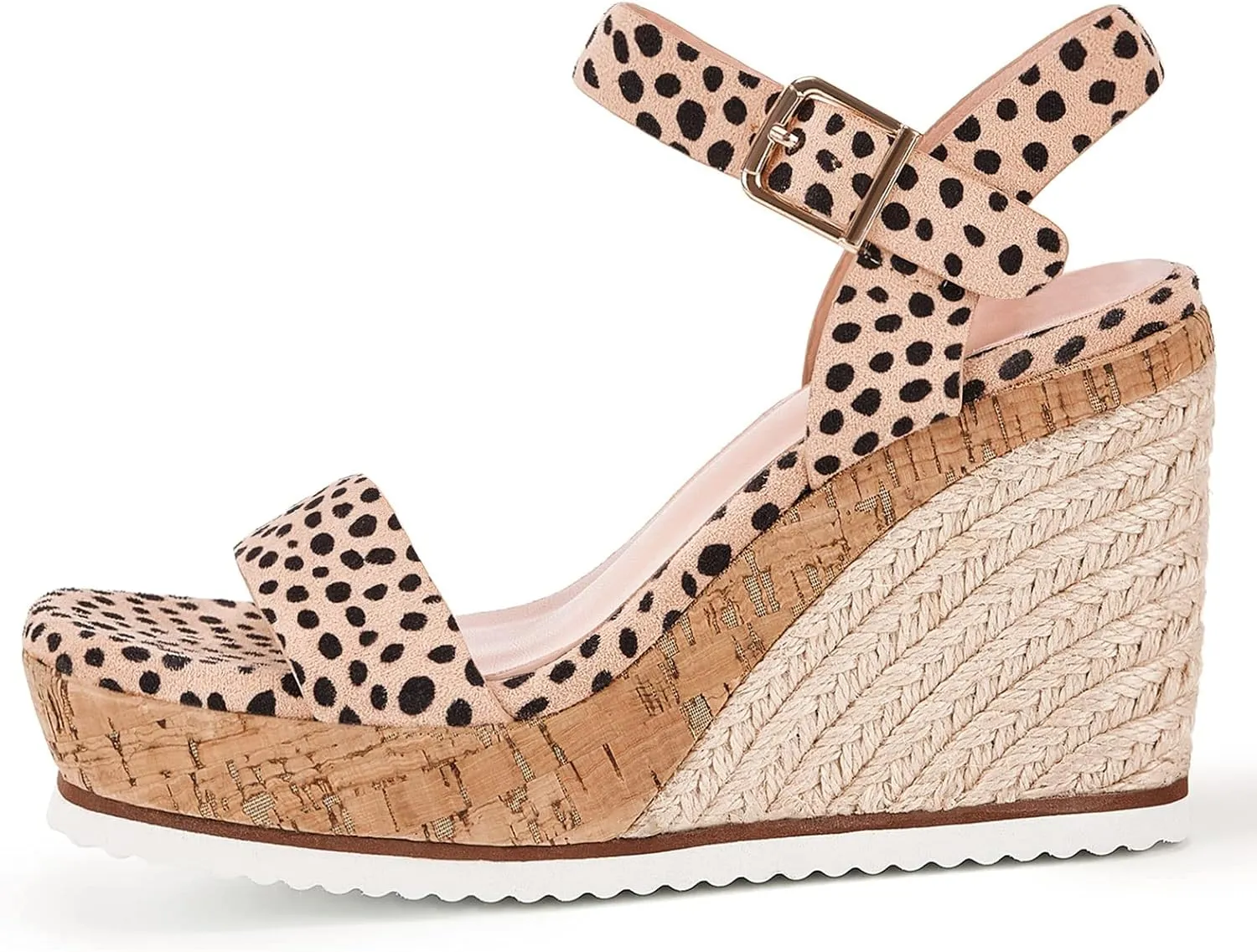 Coutgo Women's Wedge Platform Espadrille Sandals One Strap Open Toe Ankle Buckle Strap Casual Summer Shoes