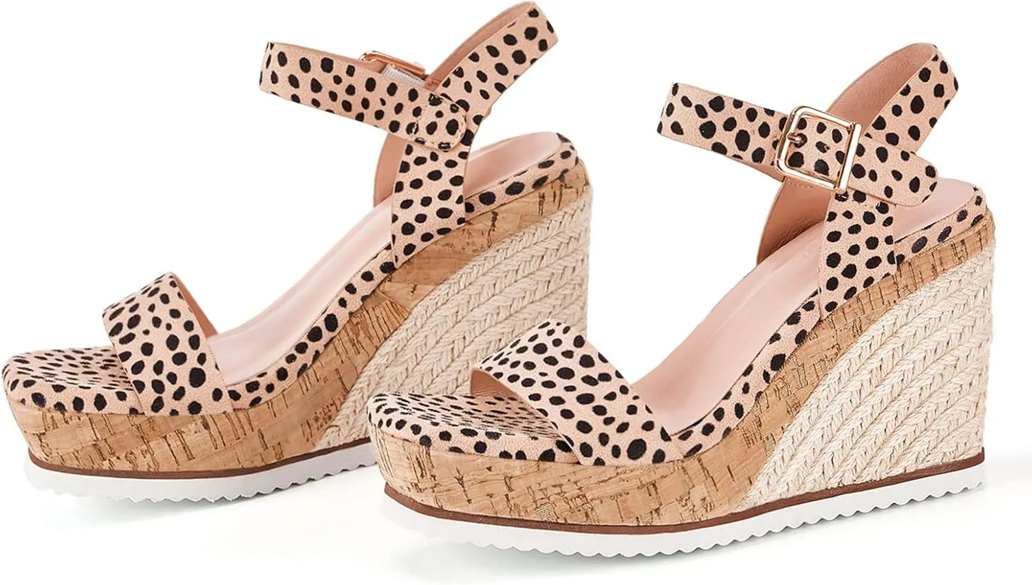 Coutgo Women's Wedge Platform Espadrille Sandals One Strap Open Toe Ankle Buckle Strap Casual Summer Shoes
