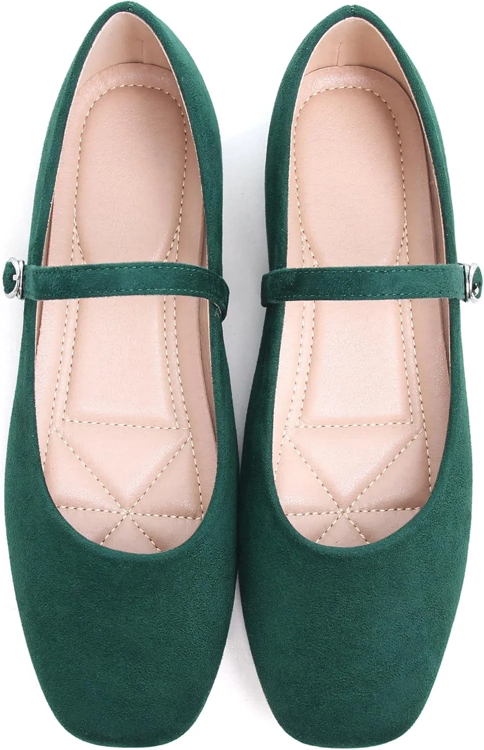 Dear Time Women's Comfortable Mary Jane Flats Soft Flats Square Toe Casual Ballet Flats with Ankle Strap