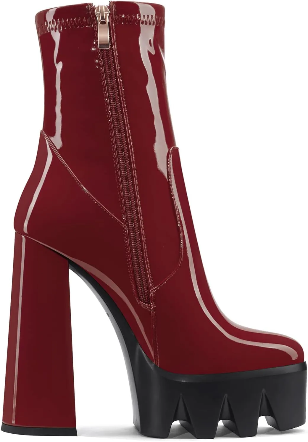 DearOnly Women Chunky Block High Heel Platform Pointed Toe Ankle Boots Short Bootie Zipper Slip-on Classic Wedding Party 5.5 Inches Heels Boots