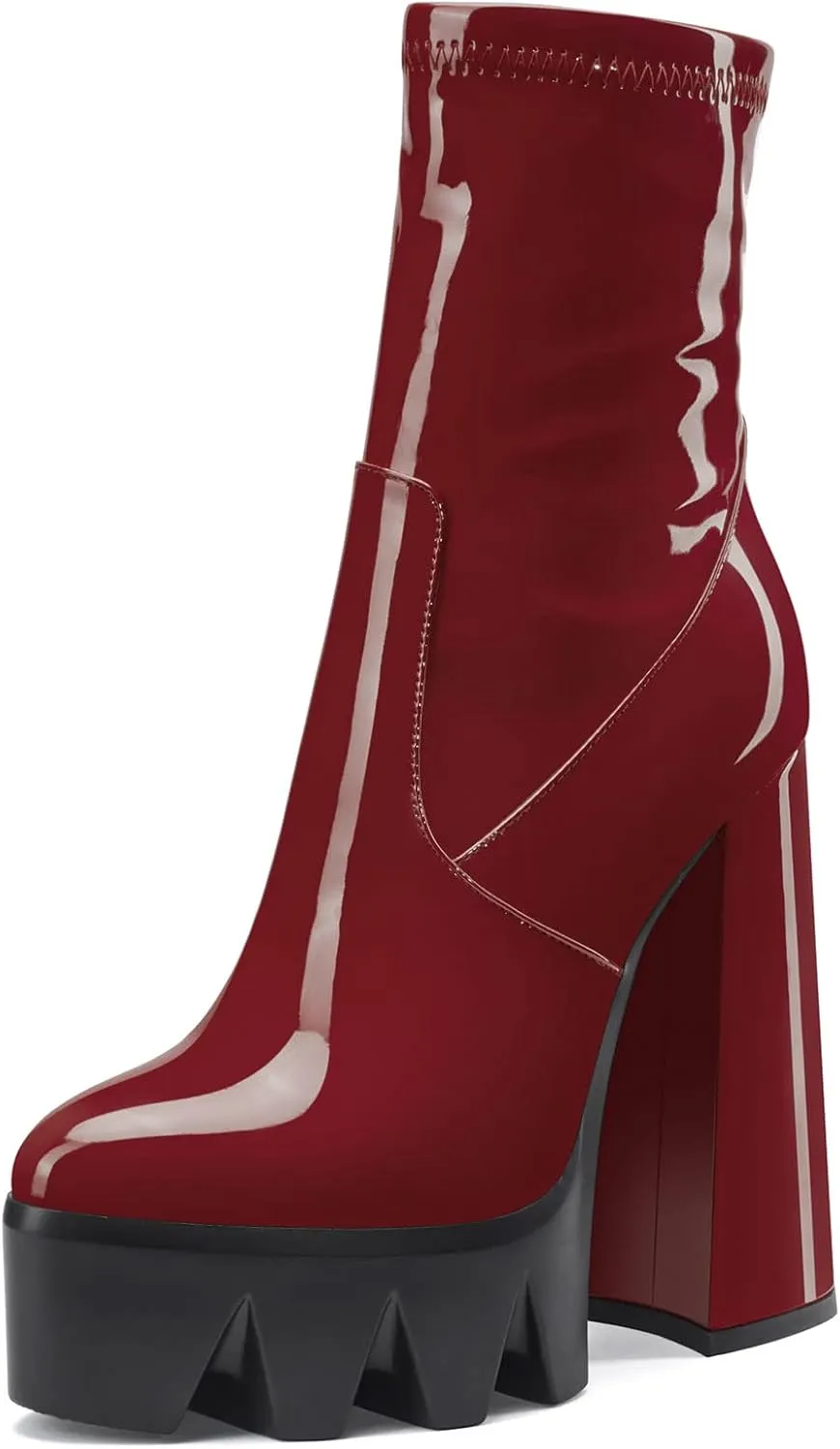 DearOnly Women Chunky Block High Heel Platform Pointed Toe Ankle Boots Short Bootie Zipper Slip-on Classic Wedding Party 5.5 Inches Heels Boots