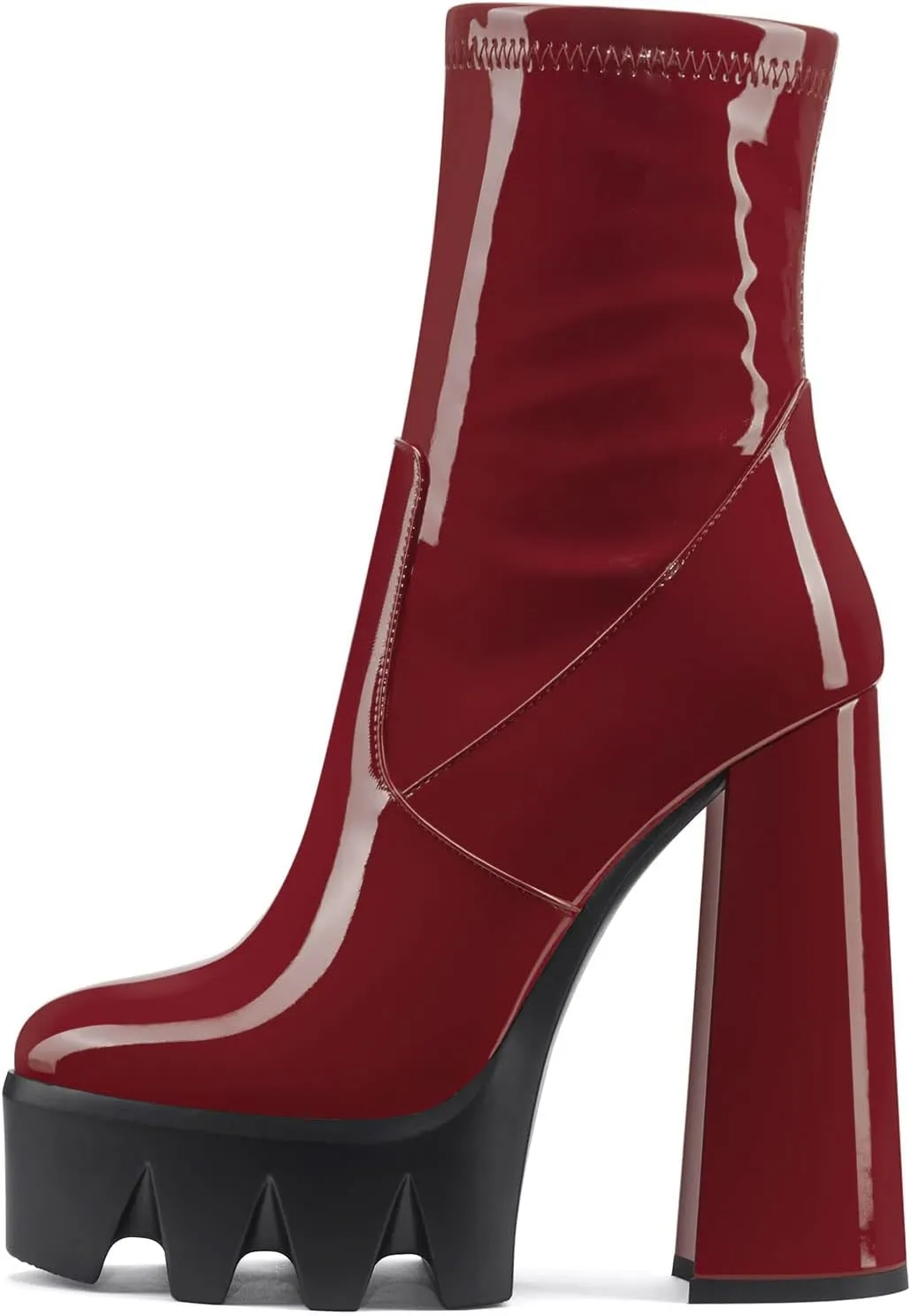 DearOnly Women Chunky Block High Heel Platform Pointed Toe Ankle Boots Short Bootie Zipper Slip-on Classic Wedding Party 5.5 Inches Heels Boots