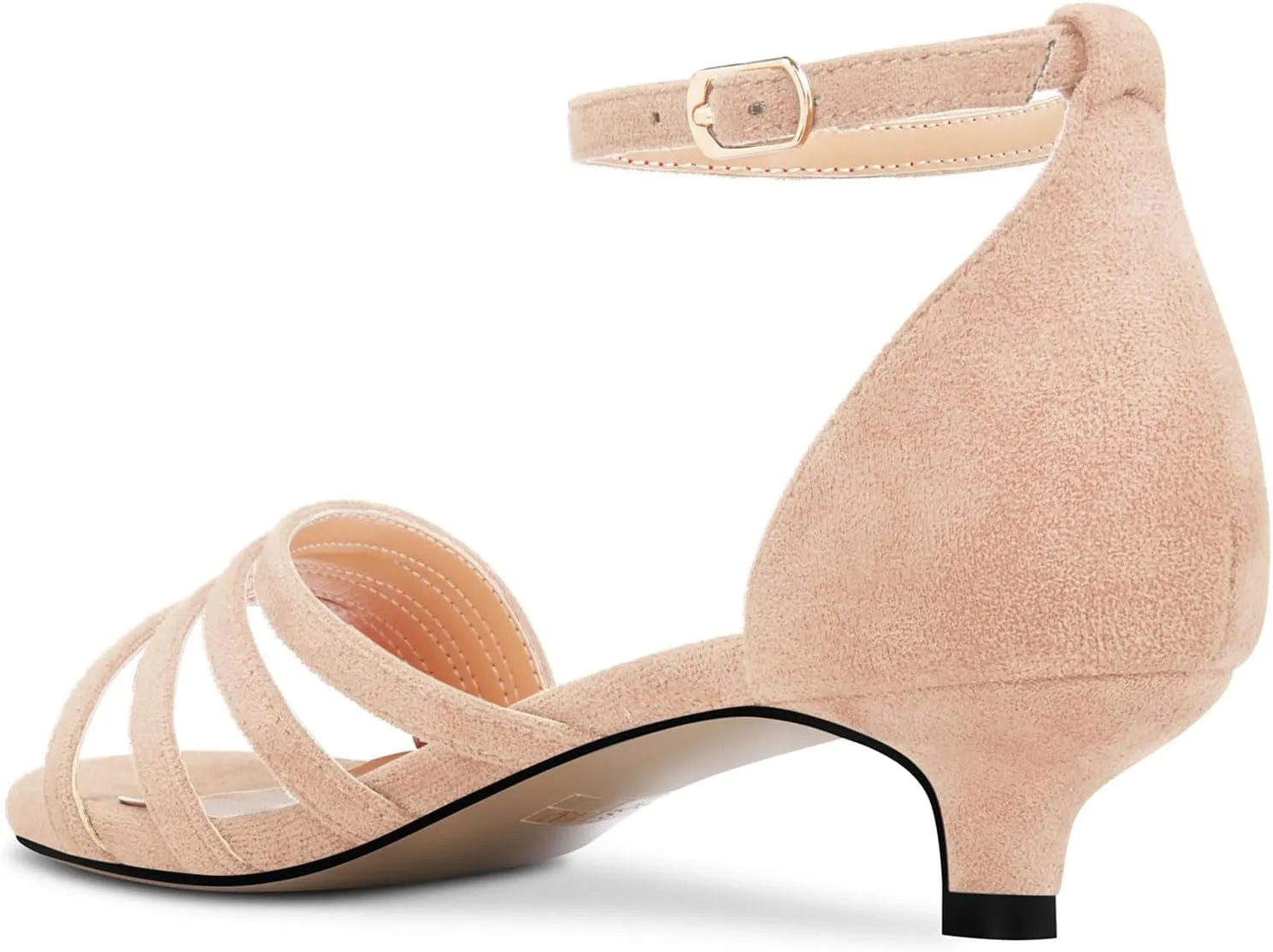 DearOnly Womens Kitten Heel Open Toe Buckle Sandals Basic Classic Ankle Strap Office Casual Prom Summer Shoes 1.4 Inches Heels