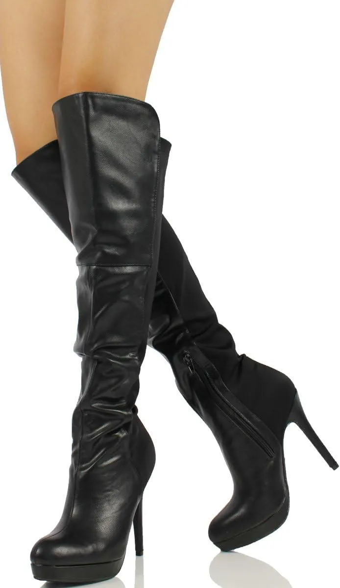 Delicious Women's Venga Faux Leather Over The Knee High Heel Boots