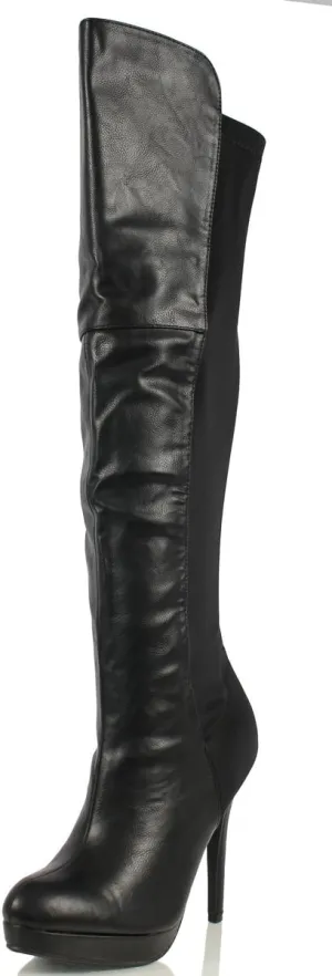 Delicious Women's Venga Faux Leather Over The Knee High Heel Boots