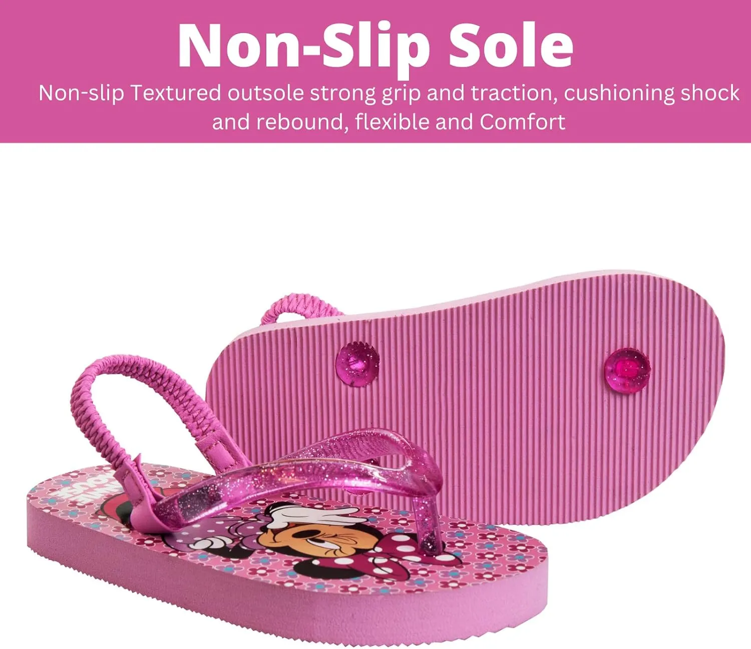Disney Girls Boys Character Flip Flops Sandals Kids Water Shoes - Minnie Mickey Moana Toy Story Frozen Cars Encanto Princess Thong Beach Slides Slip On Quick Dry (Toddler-Little Kid)