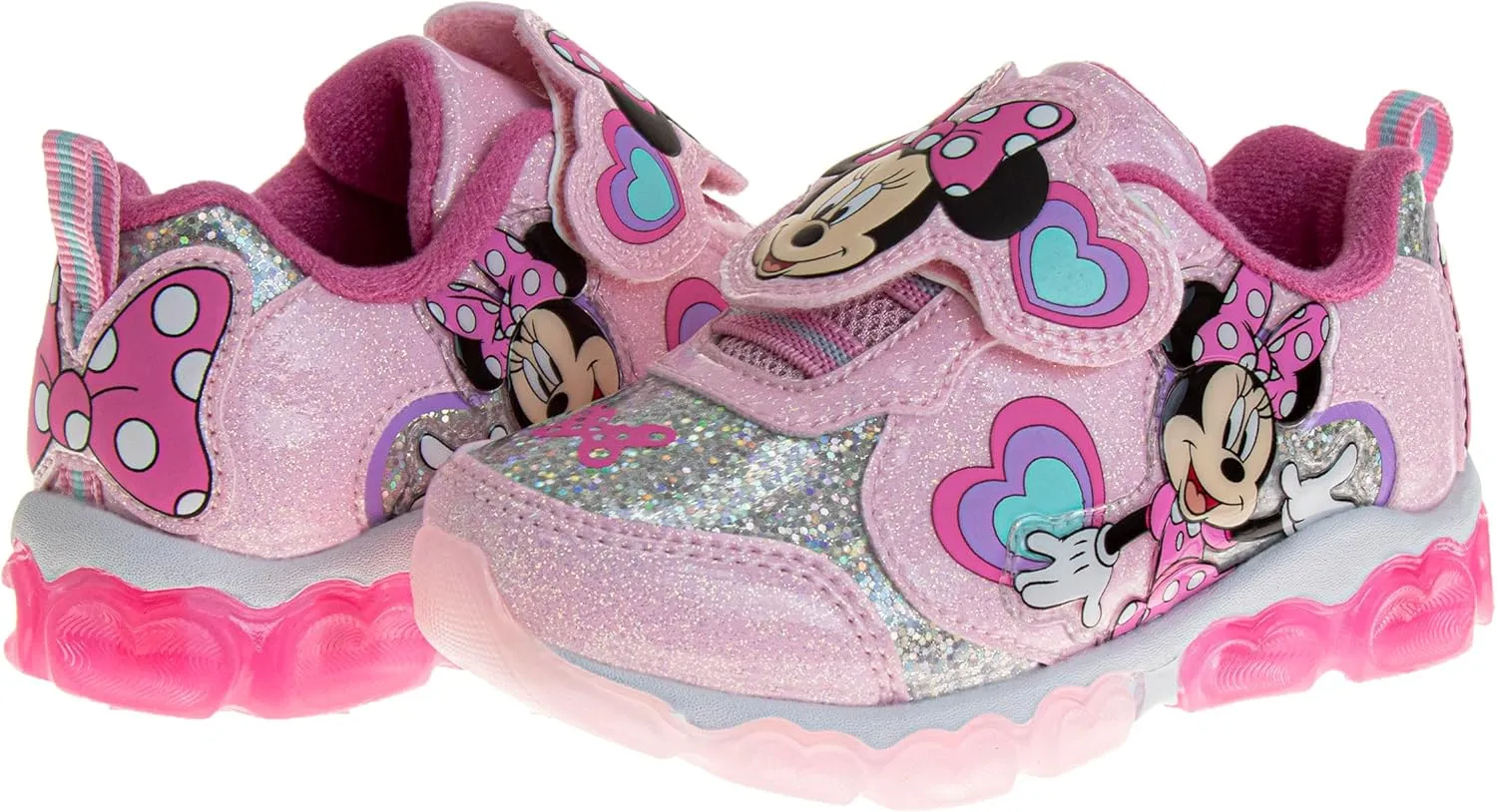 Disney Girls Minnie Mouse Light Up Laceless Running Shoes (Toddler/Little Girl)