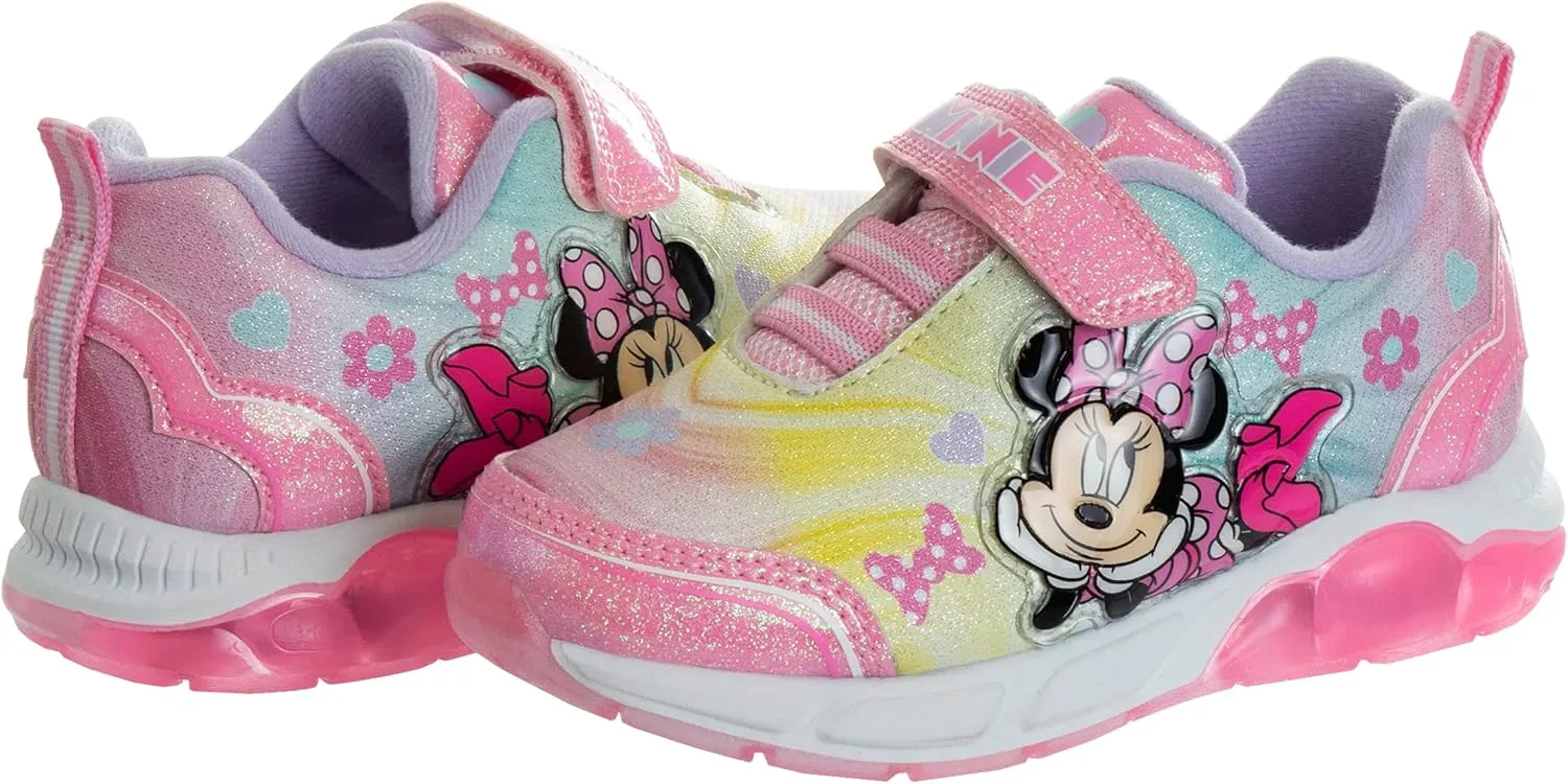 Disney Girls Minnie Mouse Light Up Laceless Running Shoes (Toddler/Little Girl)