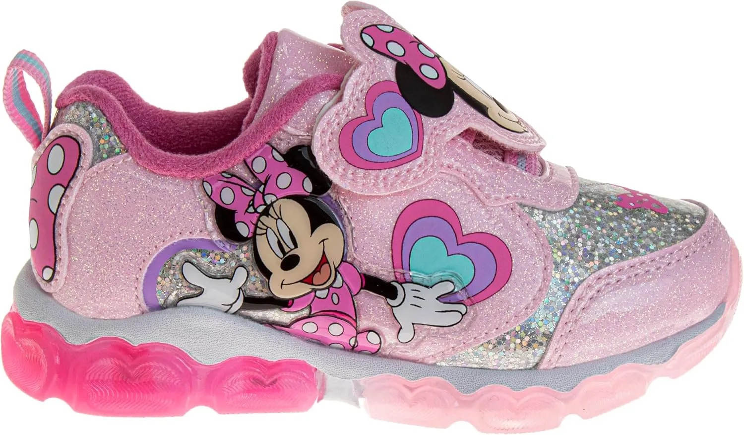 Disney Girls Minnie Mouse Light Up Laceless Running Shoes (Toddler/Little Girl)