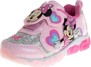 Disney Girls Minnie Mouse Light Up Laceless Running Shoes (Toddler/Little Girl)