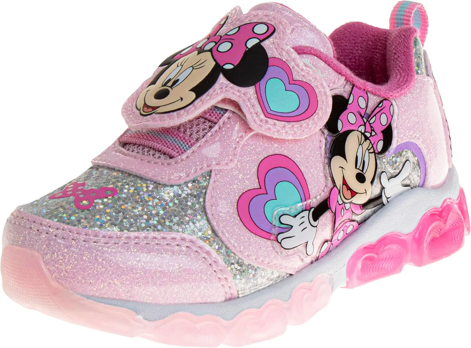 Disney Girls Minnie Mouse Light Up Laceless Running Shoes (Toddler/Little Girl)