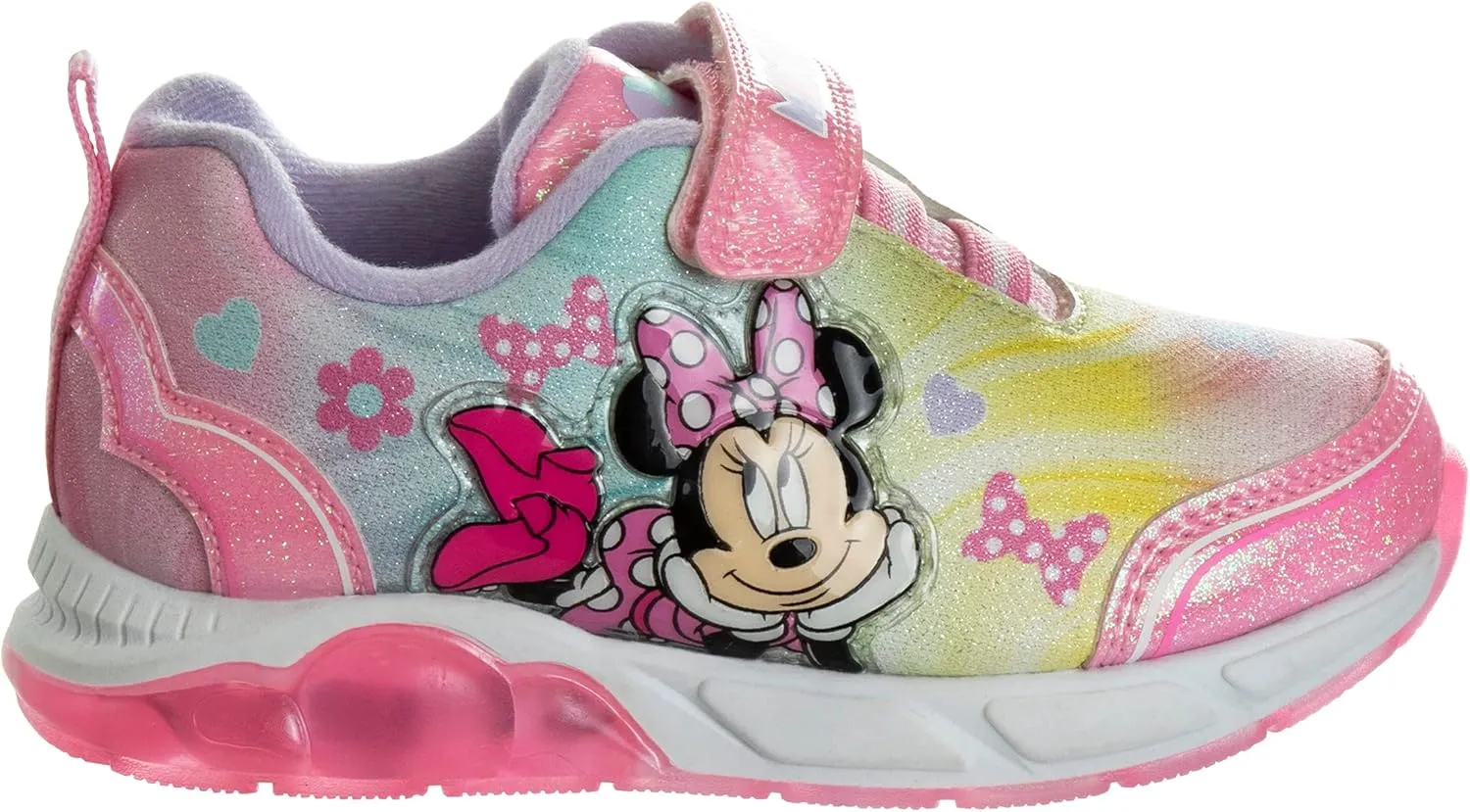 Disney Girls Minnie Mouse Light Up Laceless Running Shoes (Toddler/Little Girl)