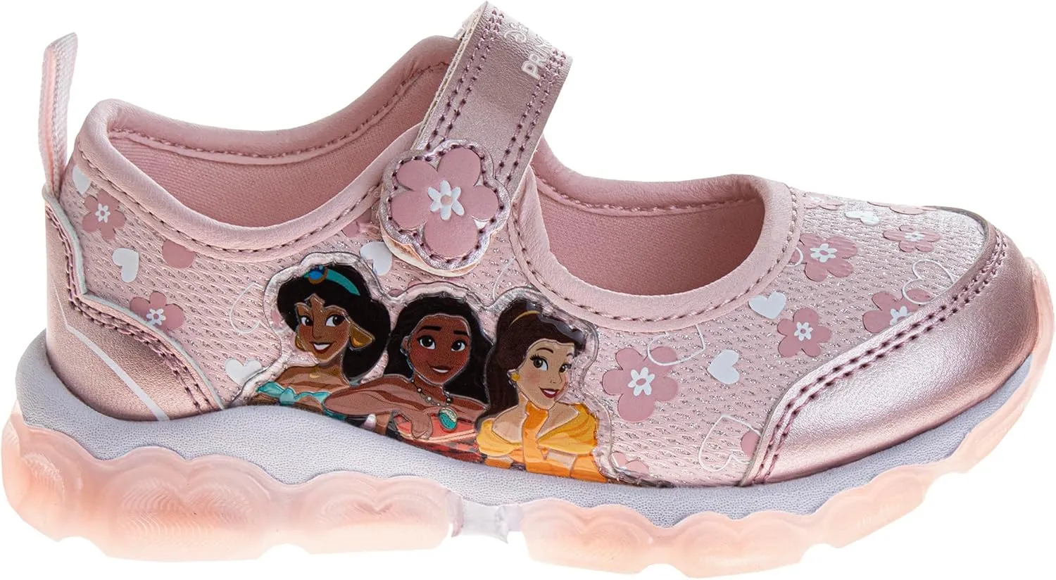 Disney Princess and Minnie Mary Jane Sandals for Girls - Strap Floral Shoes Light-Up Sneakers for Girls - Size Toddler to Little Kids