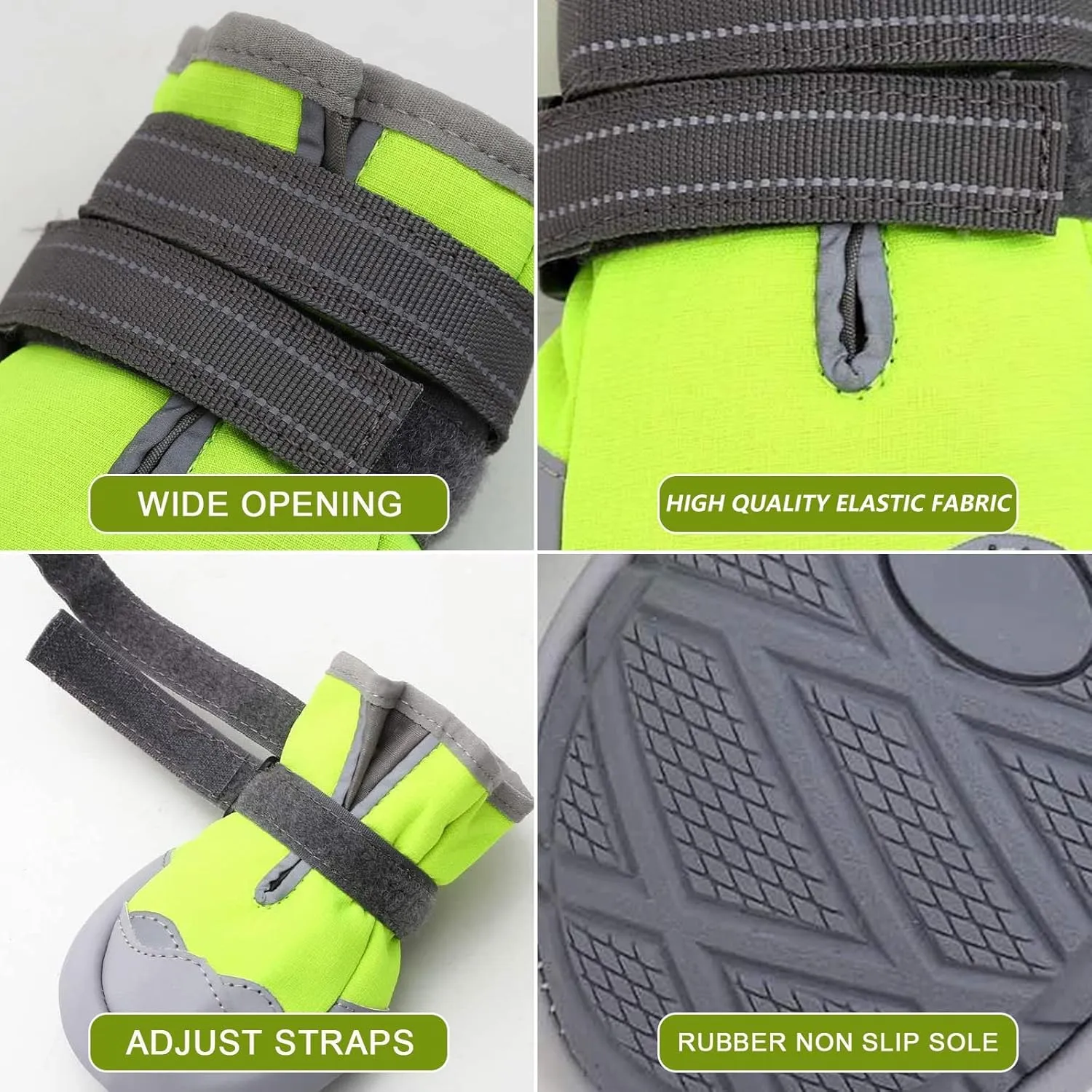 Dog Boots, Medium and Large Dog Boots and paw Guards, Suitable for Snowy Winter Days, hot Summer Roads, Waterproof in The rain, Outdoor Walks, Indoor Hard Surface Anti-Slip Shoes 4 Pieces