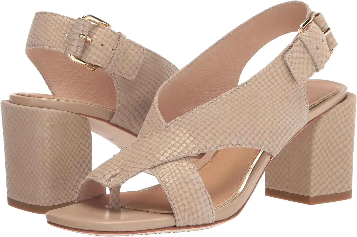 Donald J Pliner Women's Pasha Vintage Metallic Leather Block Heeled, Comfortable Sandals, Chunky Heels