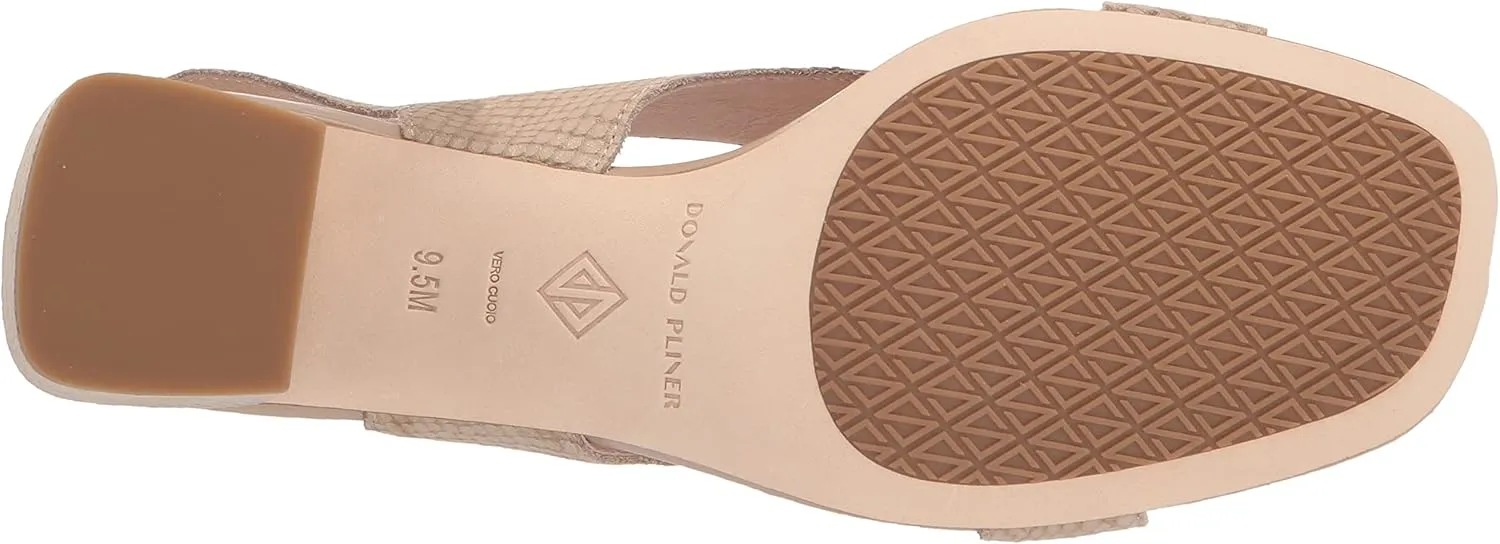 Donald J Pliner Women's Pasha Vintage Metallic Leather Block Heeled, Comfortable Sandals, Chunky Heels