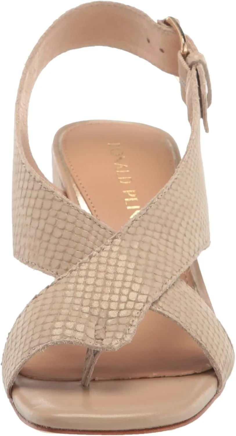 Donald J Pliner Women's Pasha Vintage Metallic Leather Block Heeled, Comfortable Sandals, Chunky Heels