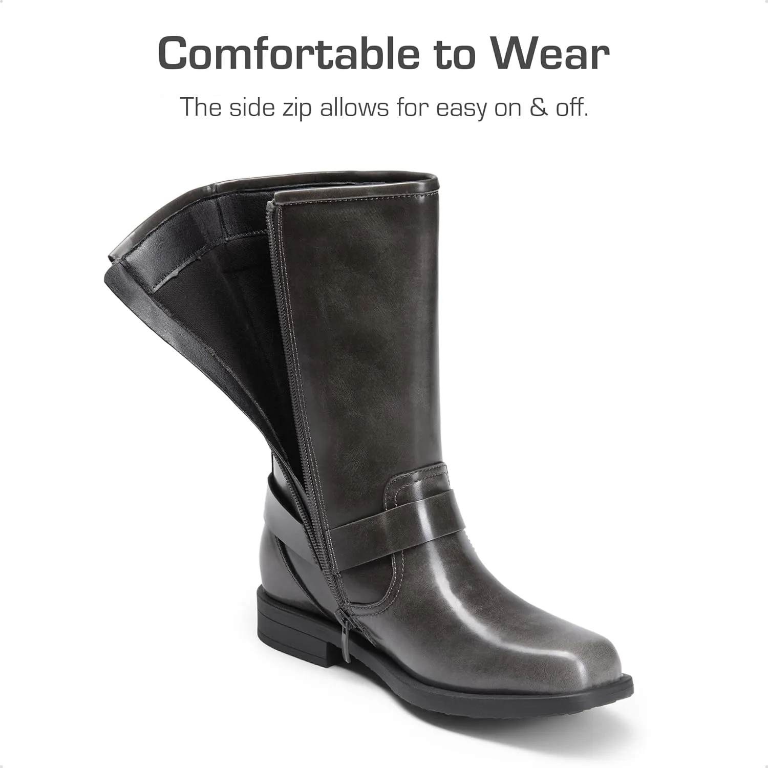 DREAM PAIRS Girls Boots Square Toe Knee High Motorcycle Booties with Buckles Riding Biker Boots Little Kid/Big Kid