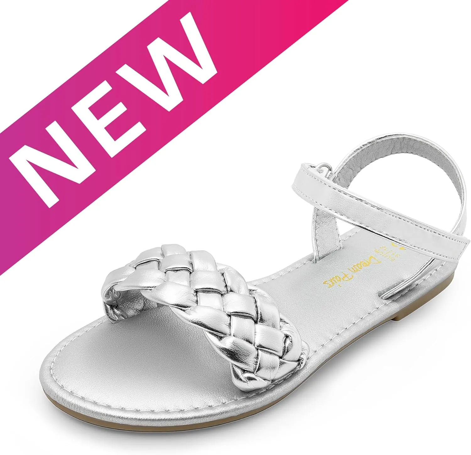 DREAM PAIRS Girls Sandals Classic Open Toe Braided Flat Sandals Summer Dress Shoes