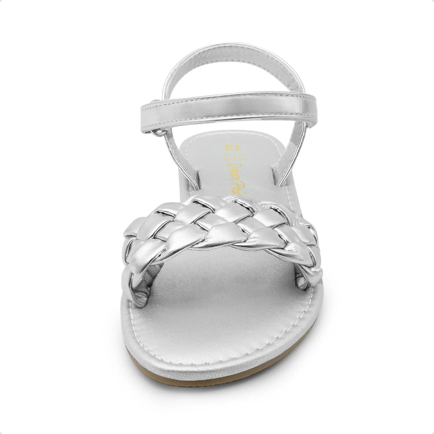 DREAM PAIRS Girls Sandals Classic Open Toe Braided Flat Sandals Summer Dress Shoes