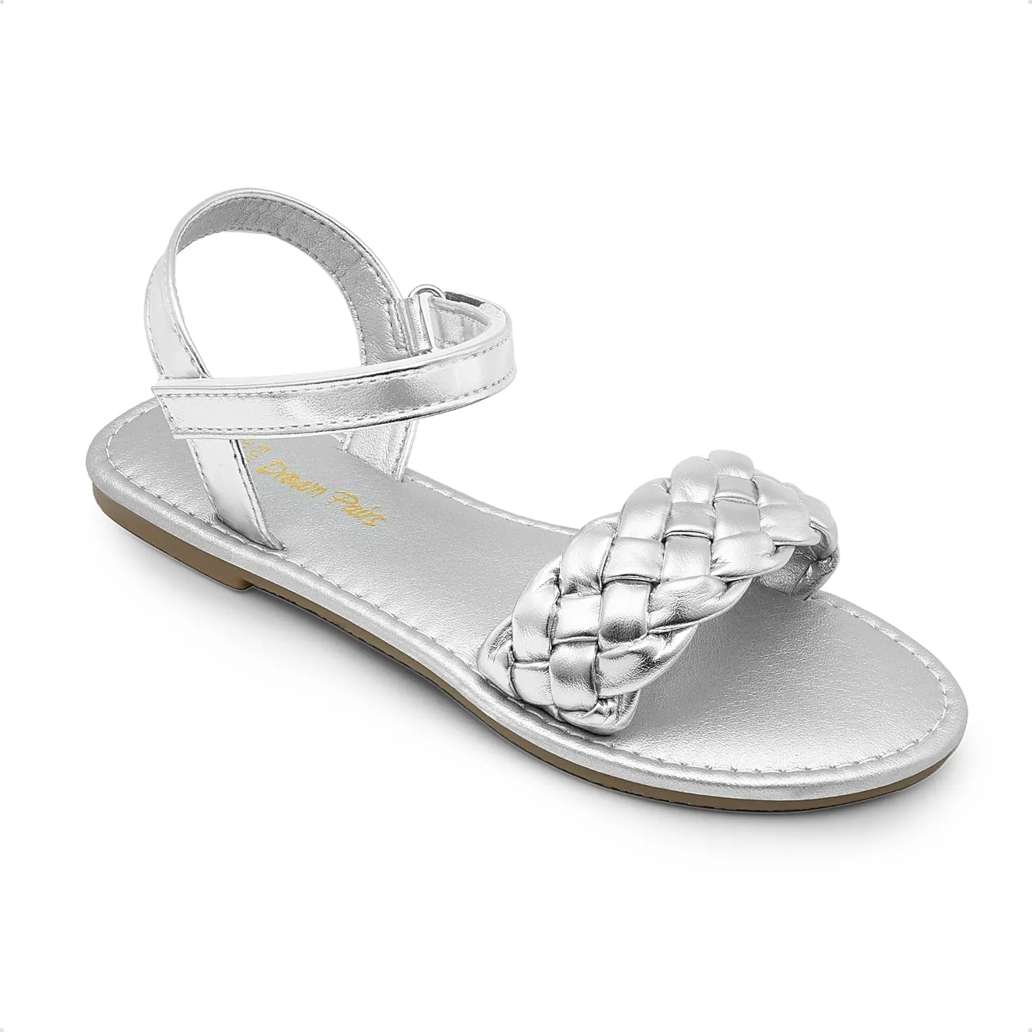 DREAM PAIRS Girls Sandals Classic Open Toe Braided Flat Sandals Summer Dress Shoes
