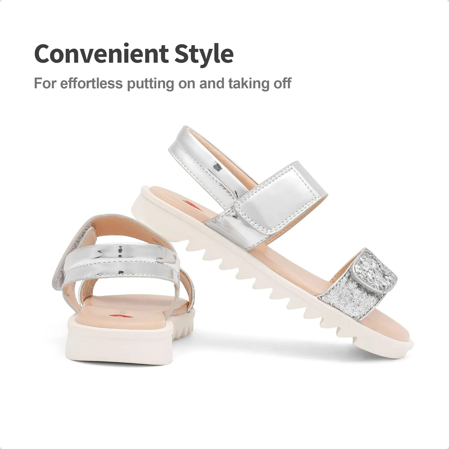 DREAM PAIRS Girls Sandals Glitter Two Strapped Casual Open Toe Sandals Little Kid/Big Kid