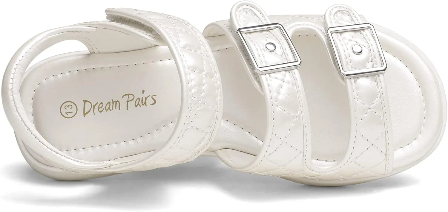 DREAM PAIRS Girls Sandals Open Toe Summer Shoes with Adjustable Strap Buckle Toddler/Little Kid