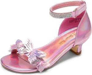 DREAM PAIRS Lace Up Low Heel Sandals for Girls Ankle Strap Dress Pump Strappy Gladiator Wedding Party Shoes for Little Kid/Big Kid
