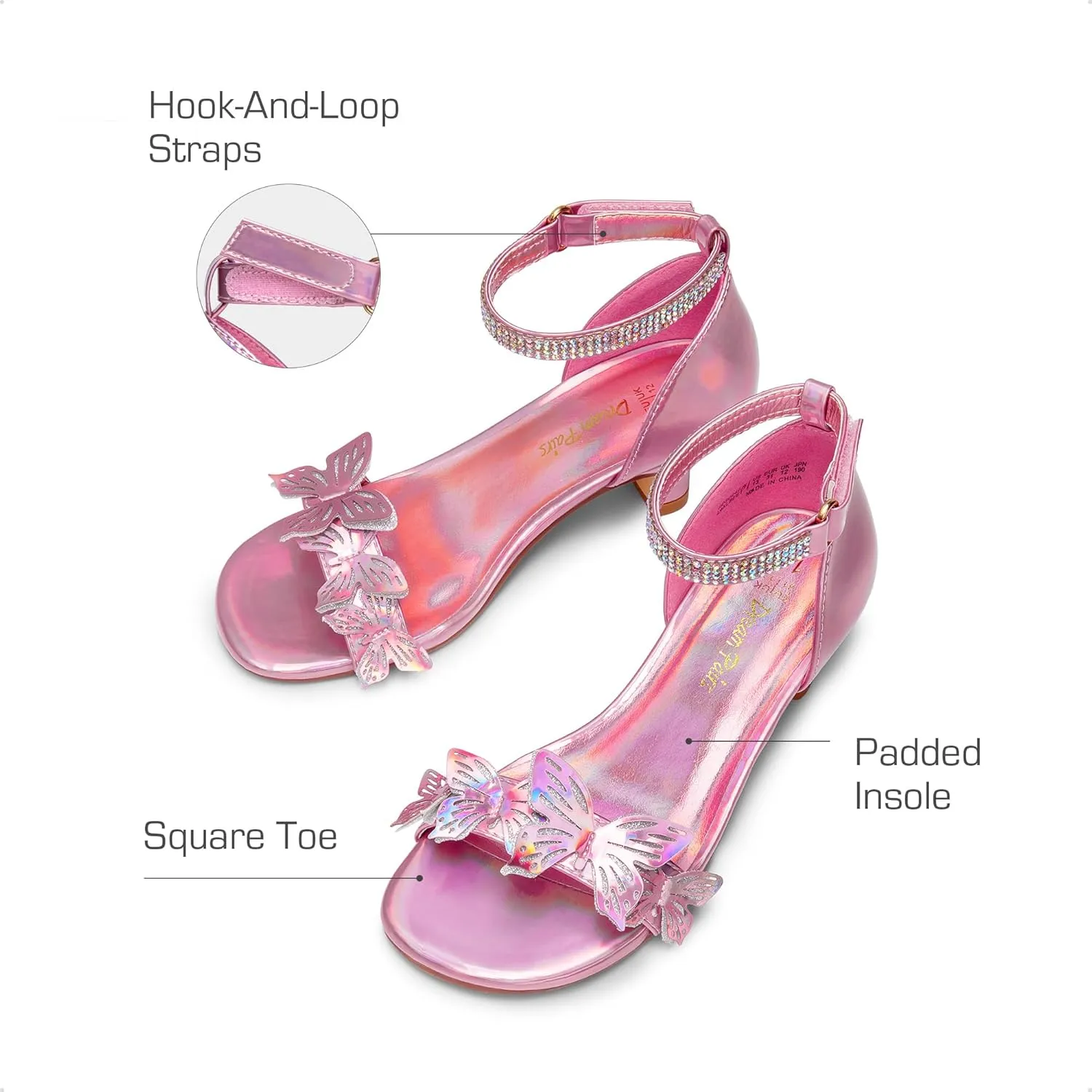 DREAM PAIRS Lace Up Low Heel Sandals for Girls Ankle Strap Dress Pump Strappy Gladiator Wedding Party Shoes for Little Kid/Big Kid