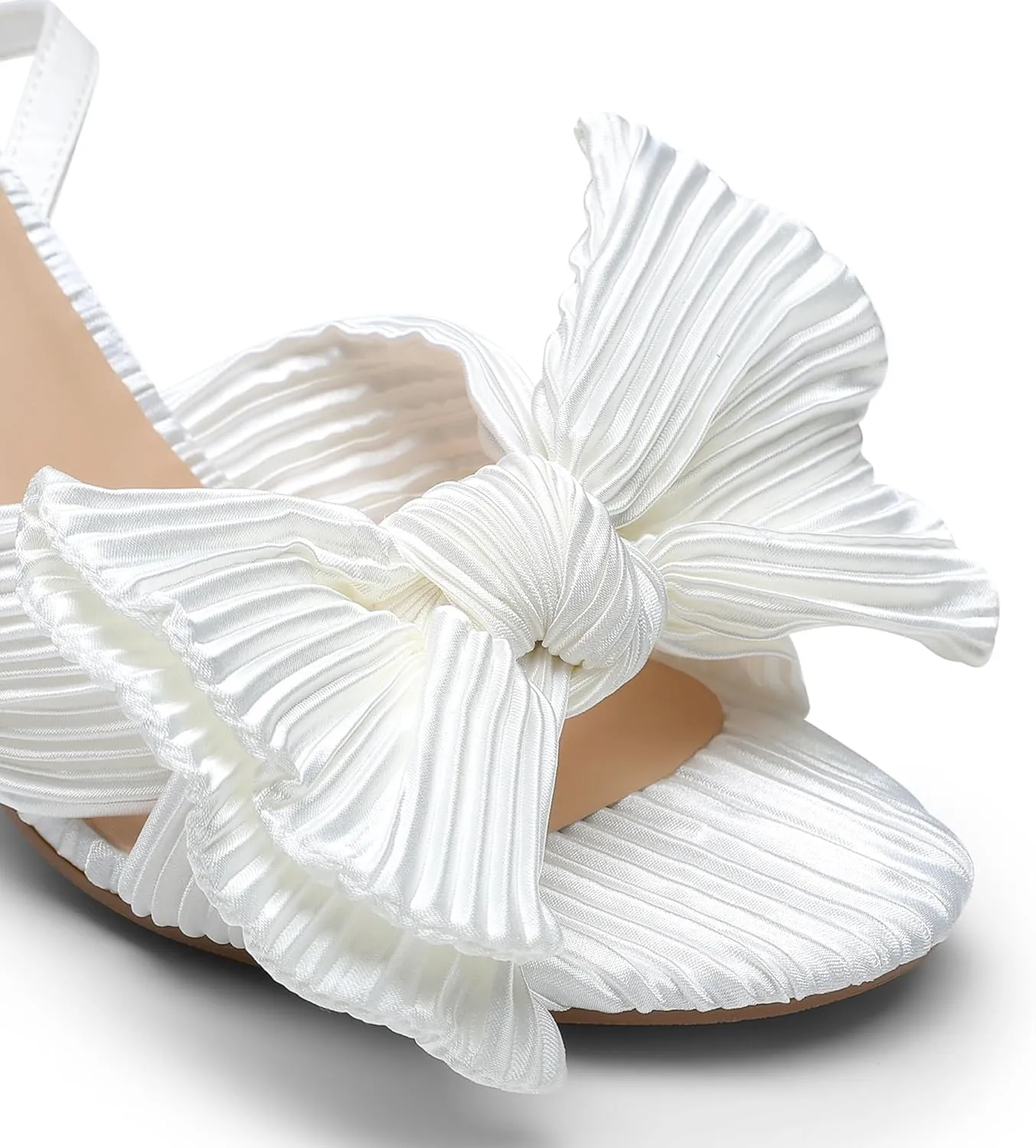 DREAM PAIRS Women's Bow Knot Heeled Sandals Low Chunky Heels Open Toe Ankle Strap Slingback Dress Shoes for Wedding Bridal Party