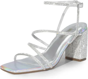 DREAM PAIRS Women's Heels Chunky Block Strappy Square Open Toe Ankle Buckle Heeled Sandals Wedding Party Dress Shoes Indie