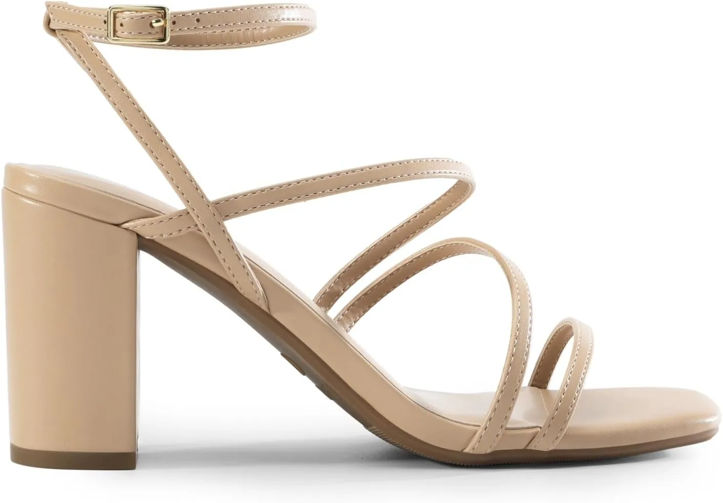DREAM PAIRS Women's Heels Chunky Block Strappy Square Open Toe Ankle Buckle Heeled Sandals Wedding Party Dress Shoes Indie