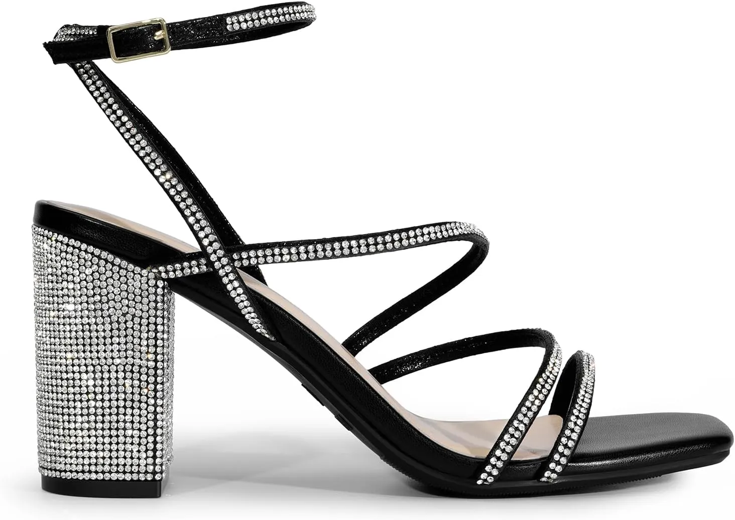 DREAM PAIRS Women's Heels Chunky Block Strappy Square Open Toe Ankle Buckle Heeled Sandals Wedding Party Dress Shoes Indie
