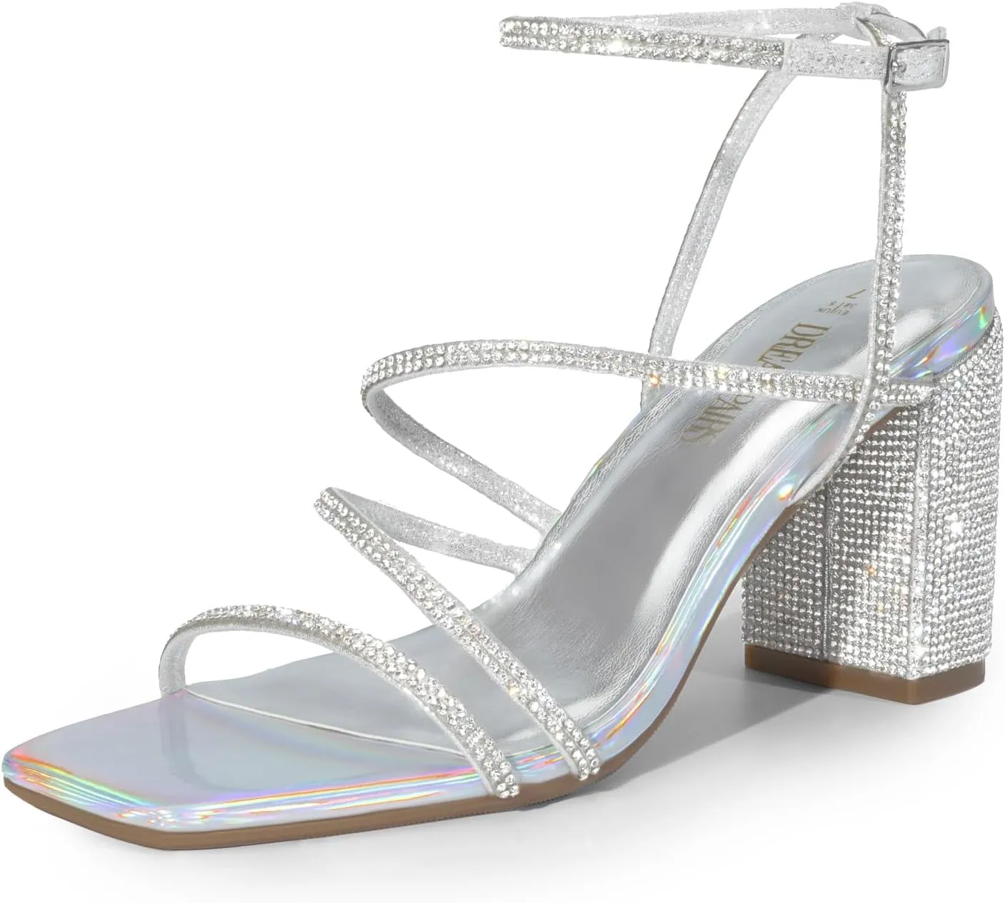 DREAM PAIRS Women's Heels Chunky Block Strappy Square Open Toe Ankle Buckle Heeled Sandals Wedding Party Dress Shoes Indie