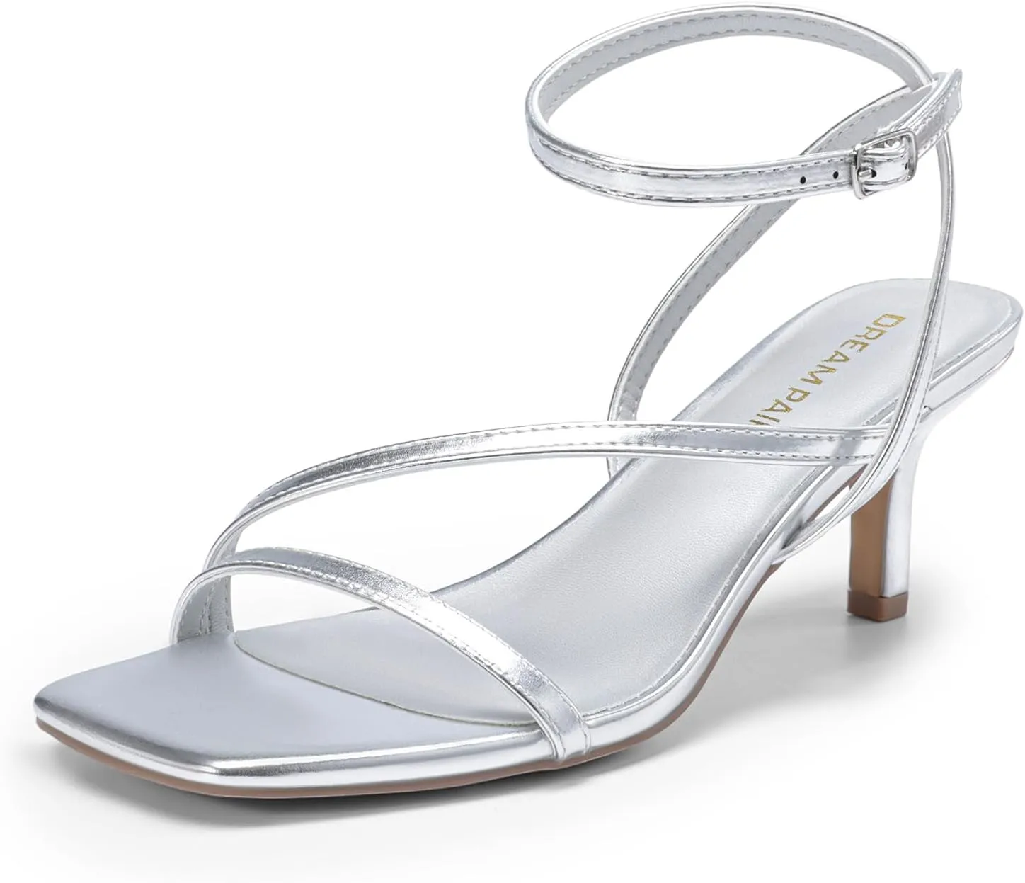 DREAM PAIRS Women's Low Kitten Heels Strappy Open Square Toe Ankle Strap Sexy Fashion Comfort Dress Shoes Party Heeled Sandals