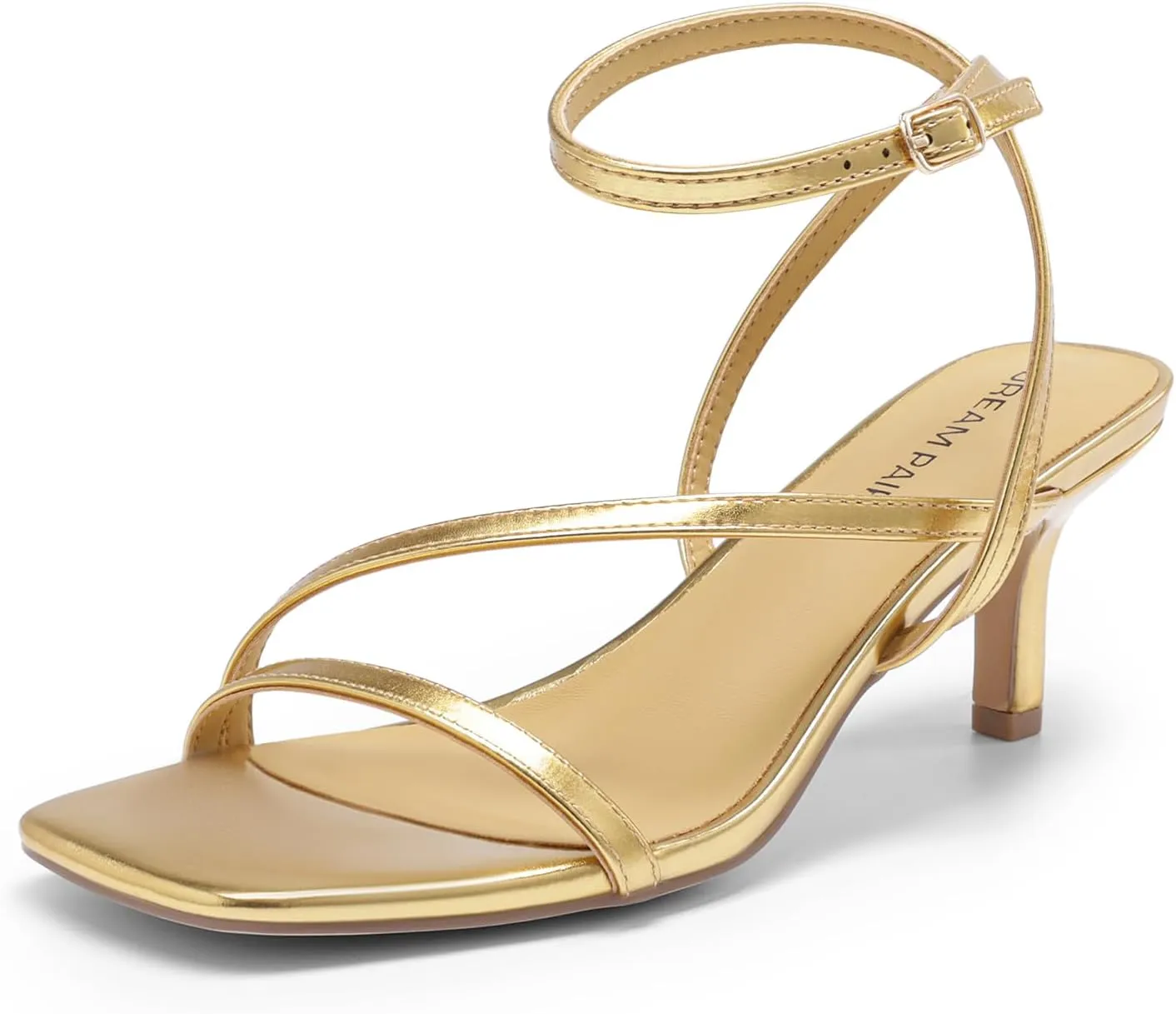 DREAM PAIRS Women's Low Kitten Heels Strappy Open Square Toe Ankle Strap Sexy Fashion Comfort Dress Shoes Party Heeled Sandals