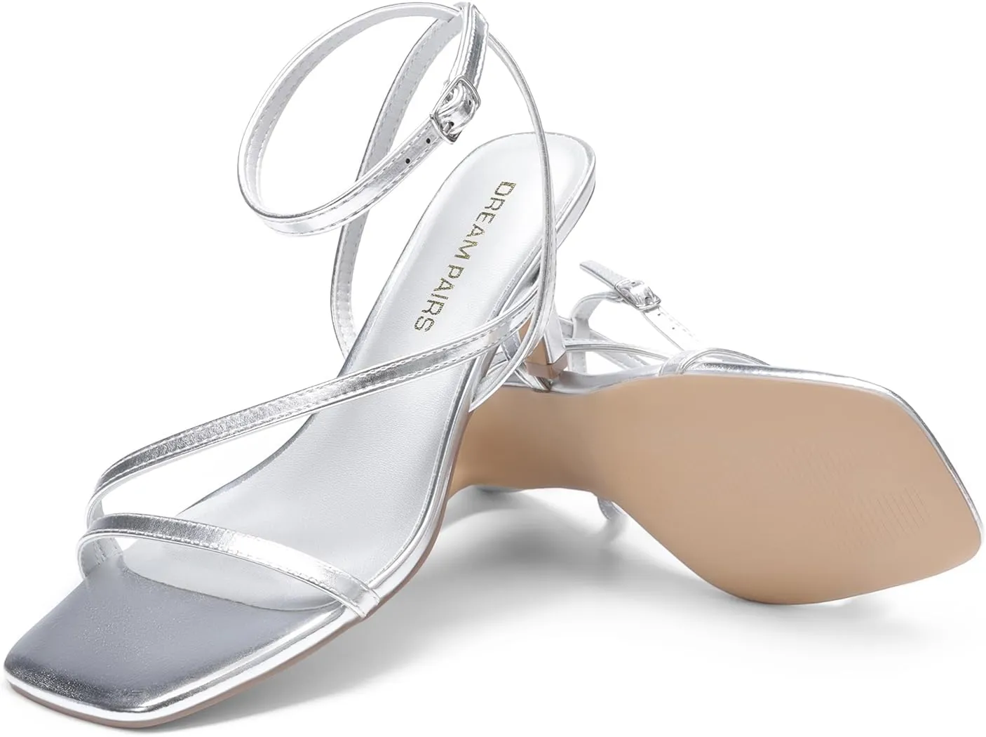 DREAM PAIRS Women's Low Kitten Heels Strappy Open Square Toe Ankle Strap Sexy Fashion Comfort Dress Shoes Party Heeled Sandals
