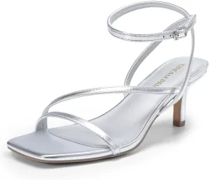 DREAM PAIRS Women's Low Kitten Heels Strappy Open Square Toe Ankle Strap Sexy Fashion Comfort Dress Shoes Party Heeled Sandals
