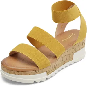 DREAM PAIRS Women's Open Toe Ankle Strap Casual Flatform Platform Wedges Sandals